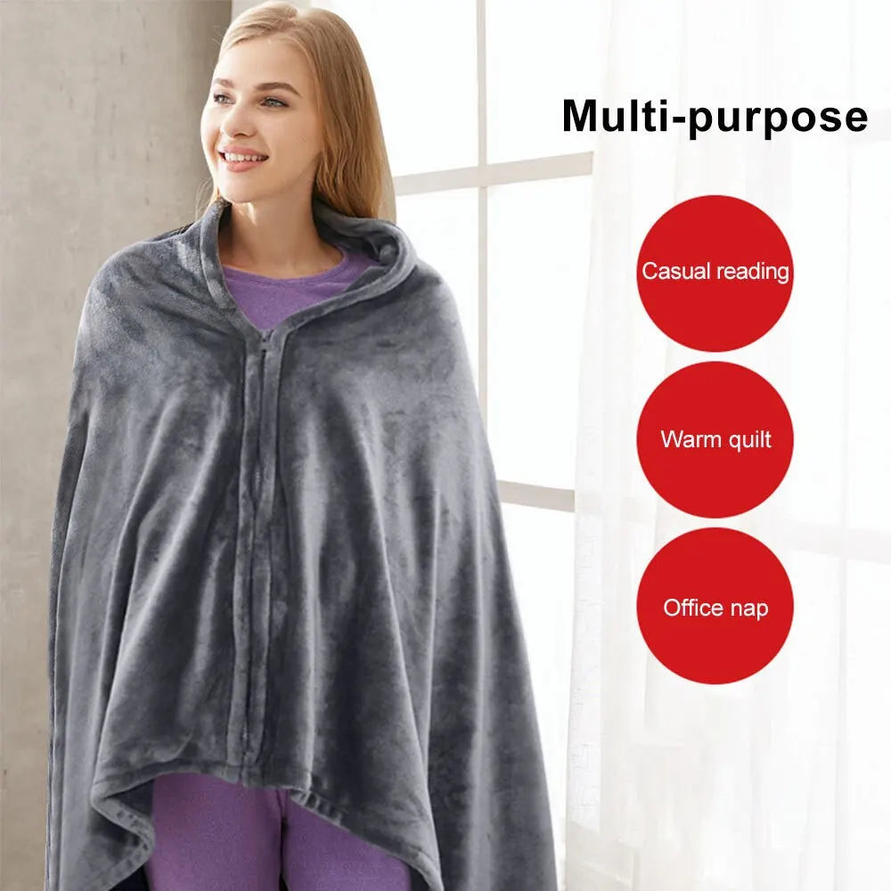 USB Plug Warm Shawl Blanket Coral Velvet Warm Blanket Electric Blanket Temperature Control Heating Blanket Autumn and Winter