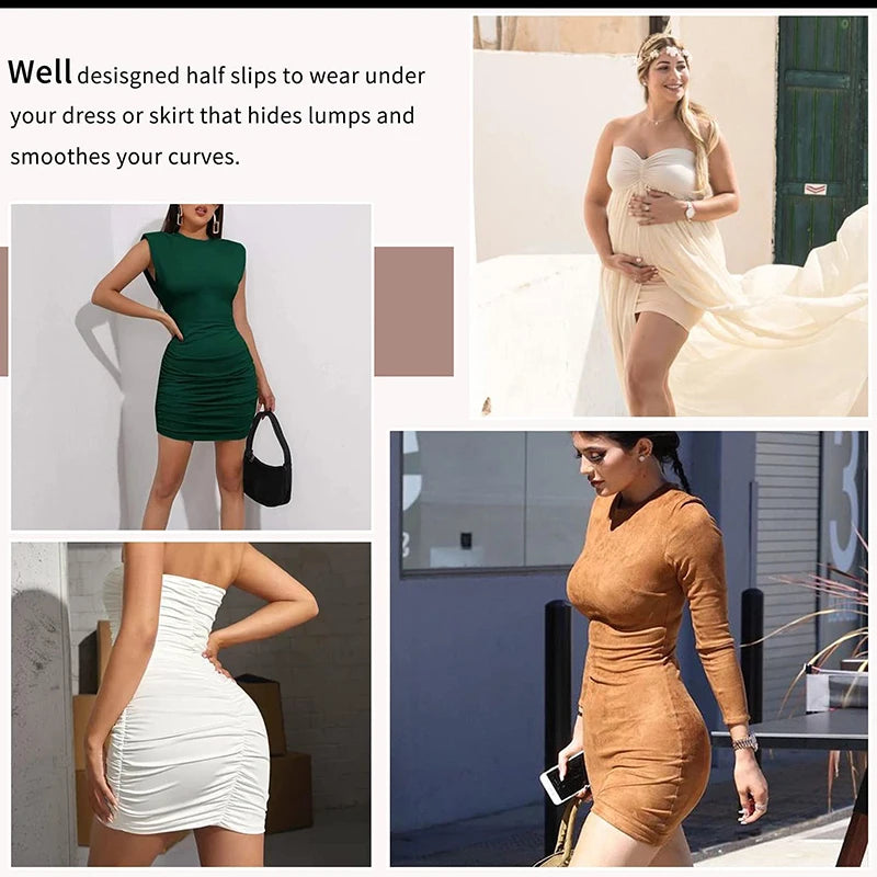 NEW Arrivals Slimming Half Slips for Women Under Skirt Short Mini Dresses with Elasticity Waistband Shaper Invisible Skirt Shapewear Tummy Belly Control Ladies Underwear Shapers