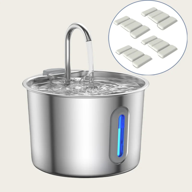 NEW Arrivals 2.2L Top Quality Stainless Steel Cat Water Fountain 2.2L/75 OZ Pet Automatic Water Dispenser for Dog Cat Drinking Pet supplies Filter System