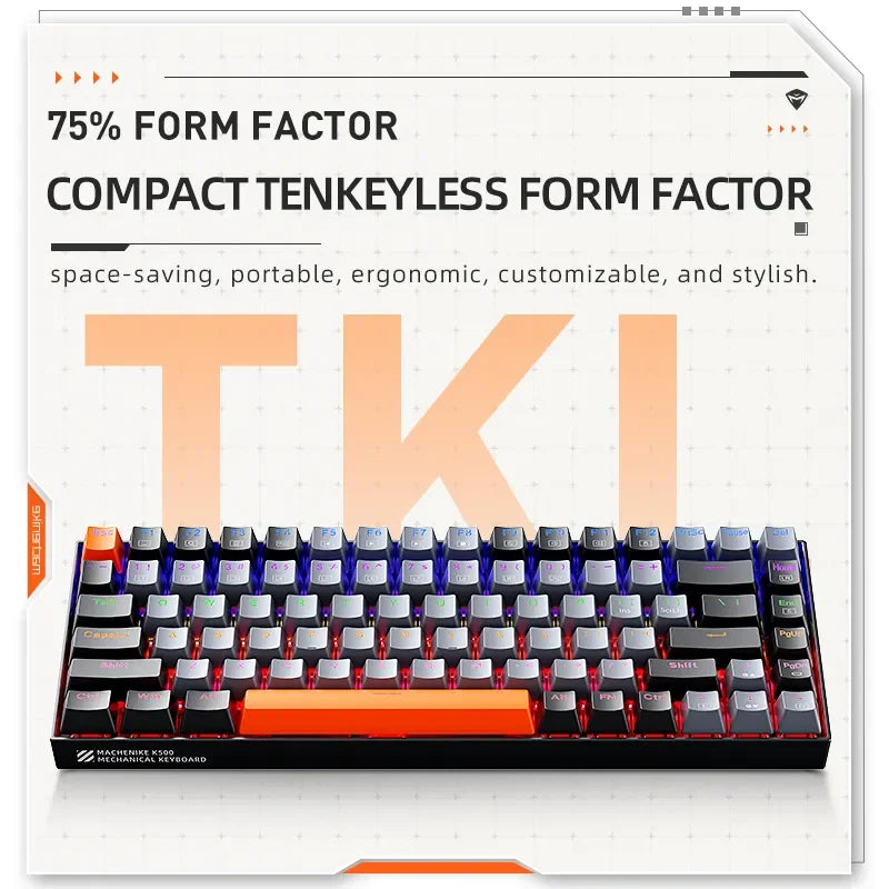 NEW Arrivals K500A-B84 Mechanical Desktop Keyboard 75% TKL Hot-Swappable Wired Gaming Keyboard 6-Color Backlit 84 Keys For PC Gamers Laptop Accessories Supplies Electronics Computer Products
