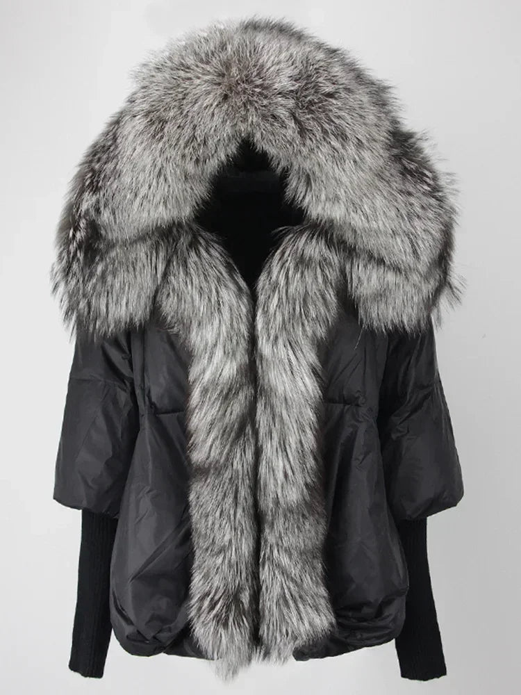 Winter Warm Snow Clothes Supplies Jacket Women Real Fox Fur Collar Hooded Natural Thick Warm Loose Oversize Duck Down Coat Streetwear Outerwear Female Girls Luxury Winter Fashion Clothing Products