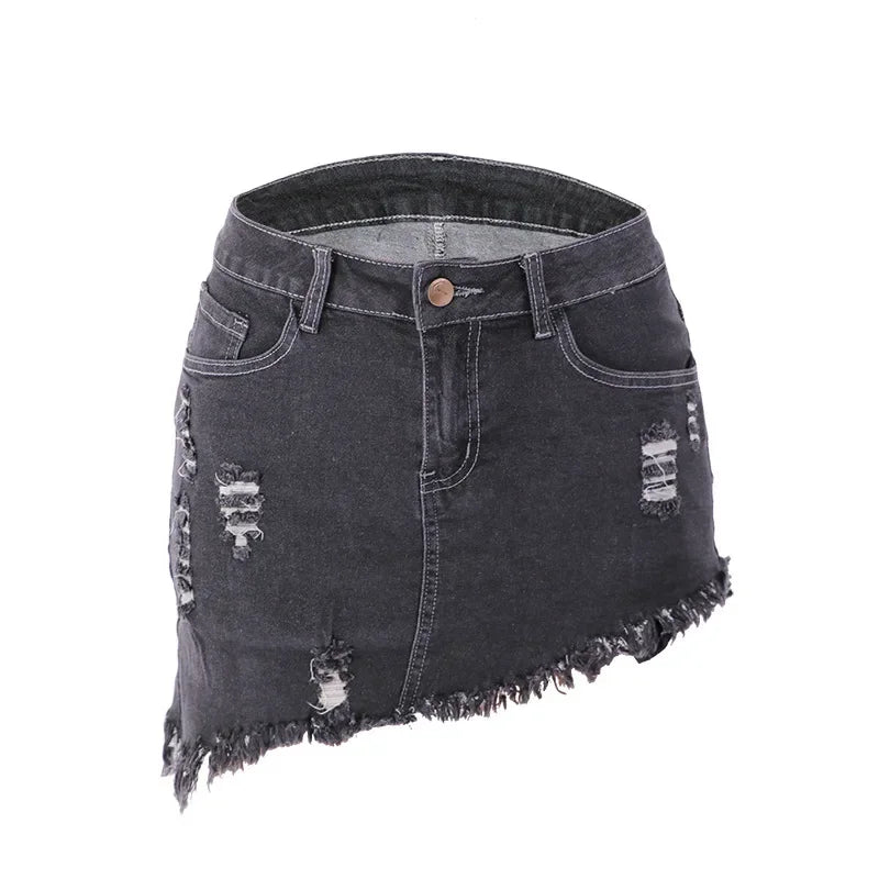NEW Arrivals S-2XL Sexy Asymmetrical Denim Mini Skirt for Women Summer Cotton Short Skirts Wish Hot Sale New Style Casual Female Streetwear Clothing