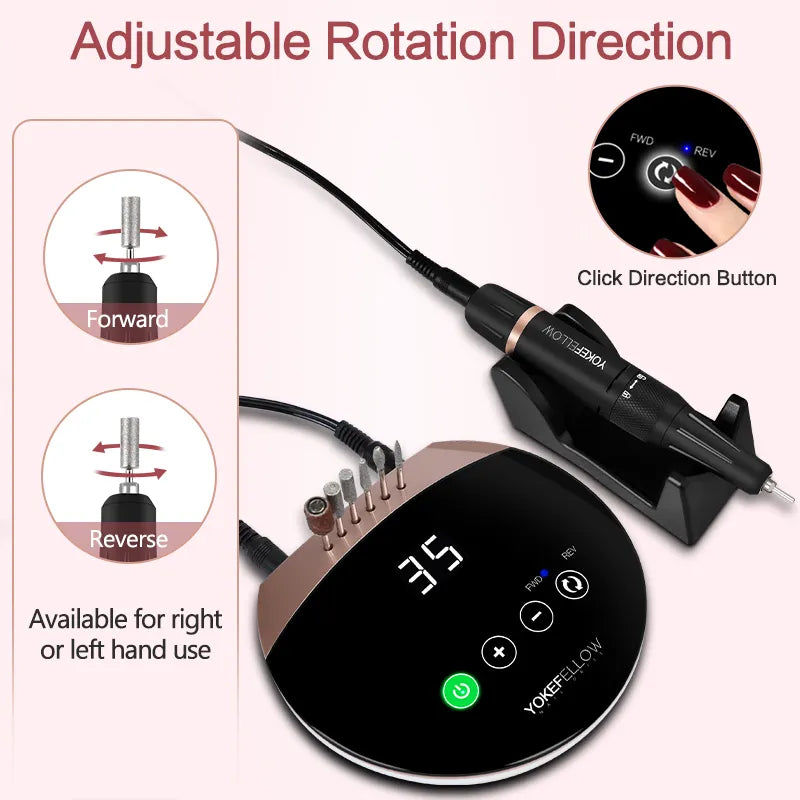 35000RPM Electric Nail Drill Machine With Touch Switch Nail Milling Cutter For Acrylic Nail Gel Polish Nail Sander DIY Nails