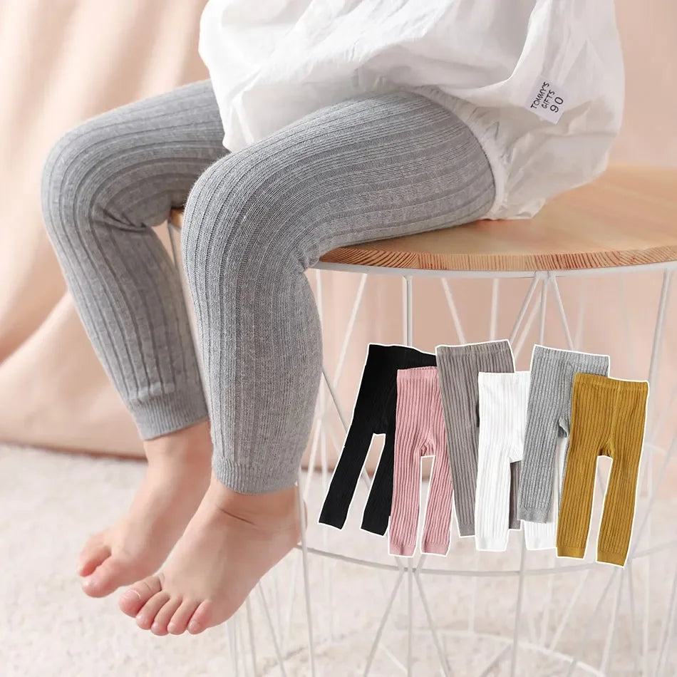 NEW Arrivals 0-5 Years Girls Pantyhose Baby Footless Cotton Leggings Infant Autumn Trousers Toddler Knitted Ribbed Tights Solid Stretch Bottoms