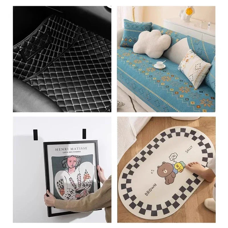 NEW Arrivals 100PCS Set Super Strong Sewing Double Sided Carpet Fixing Sticker Self Adhesive Car Carpet Fixed Patch Fastener Sheets Sofa Floor Foot Mats Anti Skid Grippers