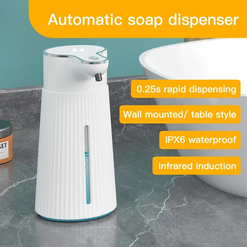 White 400ml Automatic Foam Soap Dispensers Bathroom Smart Washing Hand Machine with USB Charging High Quality ABS Material