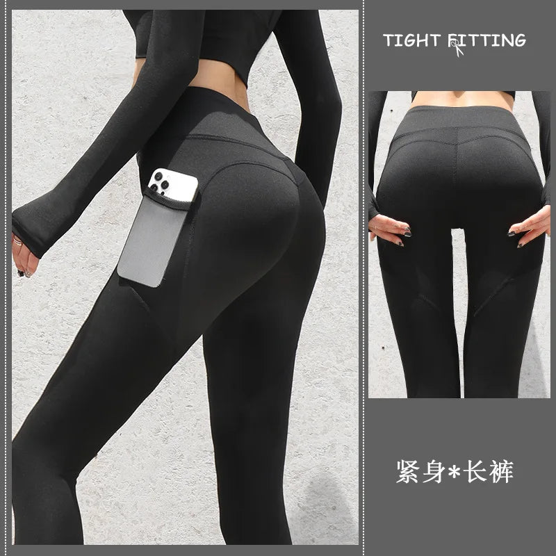 NEW Arrivals 8 Colors Yoga Pants With Pocket Women Leggings For Fitness Nylon High Waist Long Pants Women Hip Push UP Tights Women Gym Clothing