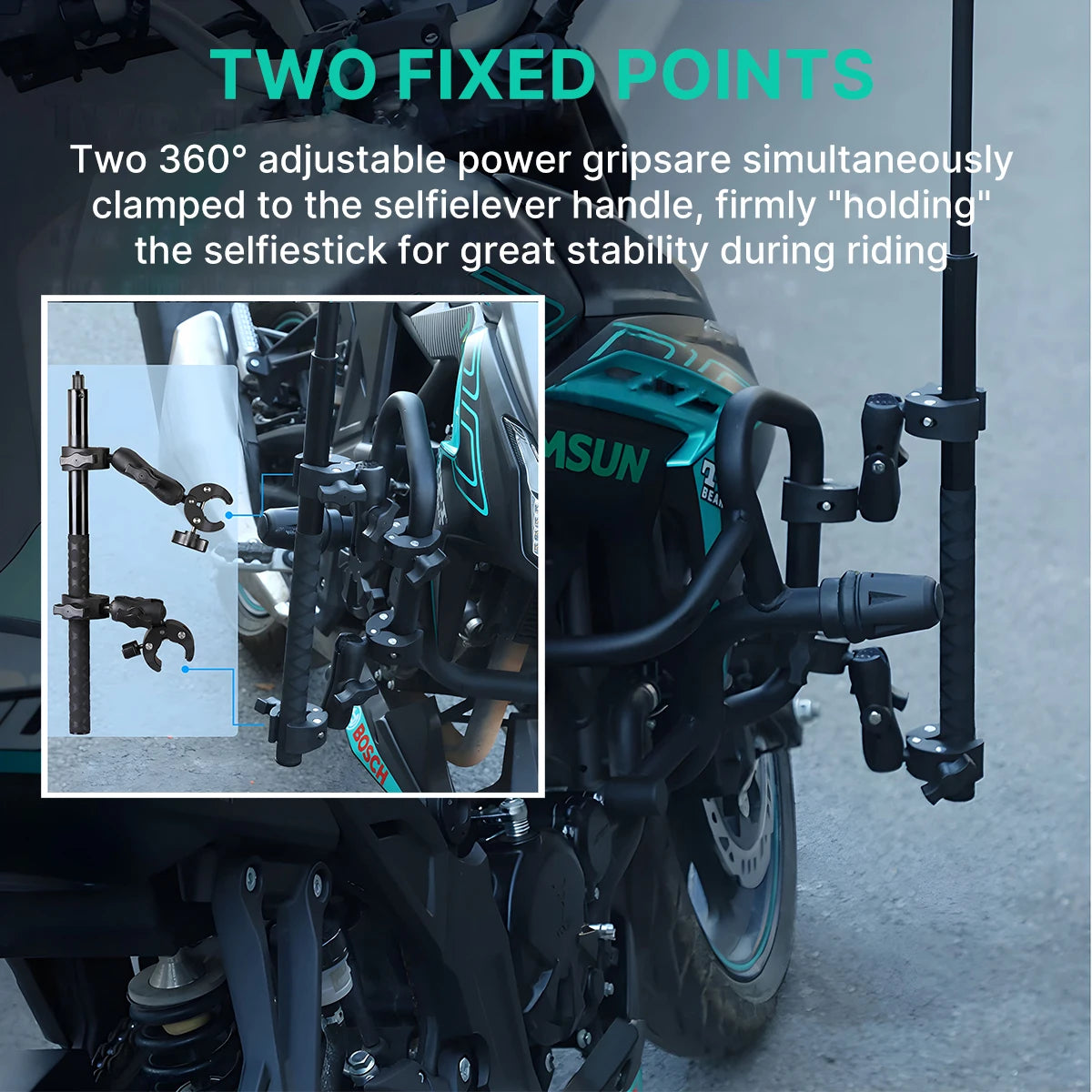 NEW Arrivals Bicycle Motorcycle Panoramic Selfie Stick For Insta360 Reels Video One X2 X3 X4 GoPro 12 11 10 DJI Monopod Mount Handlebar Bracket Accessory