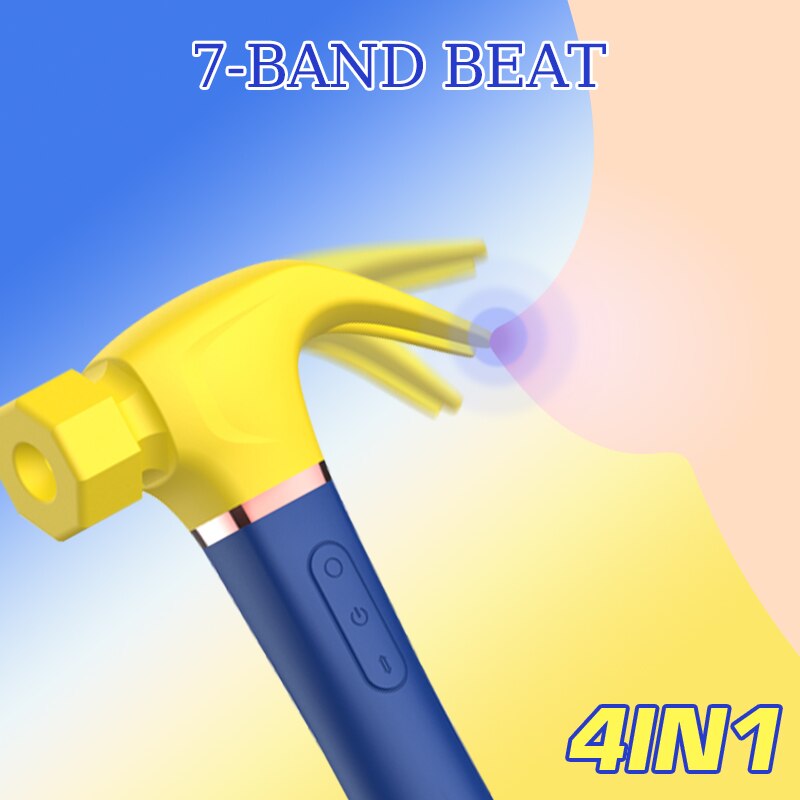 HESEKS 4 IN 1 Love Hamma Vibrator For Women Adult Clitoris Stimulation G Spot Dildo Hammer Shape Vibrator Sex Toy For Women