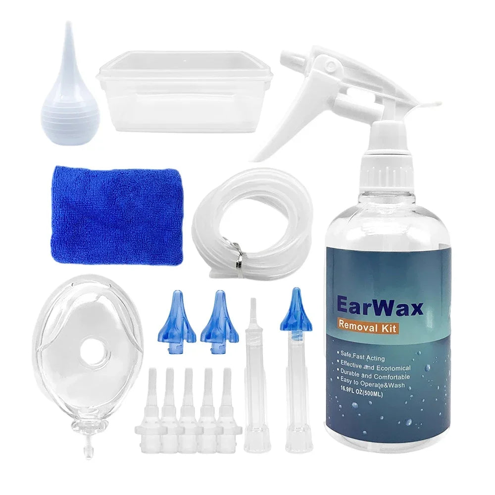 NEW Arrivals Ear Wax Removal Tool Kit 500ml Ear Irrigation Washer Bottle System Ear Pick Cleaning Set With Replacement Tips Ear Cleaner Tools Ears Hygiene Accessories Health Care Supplies