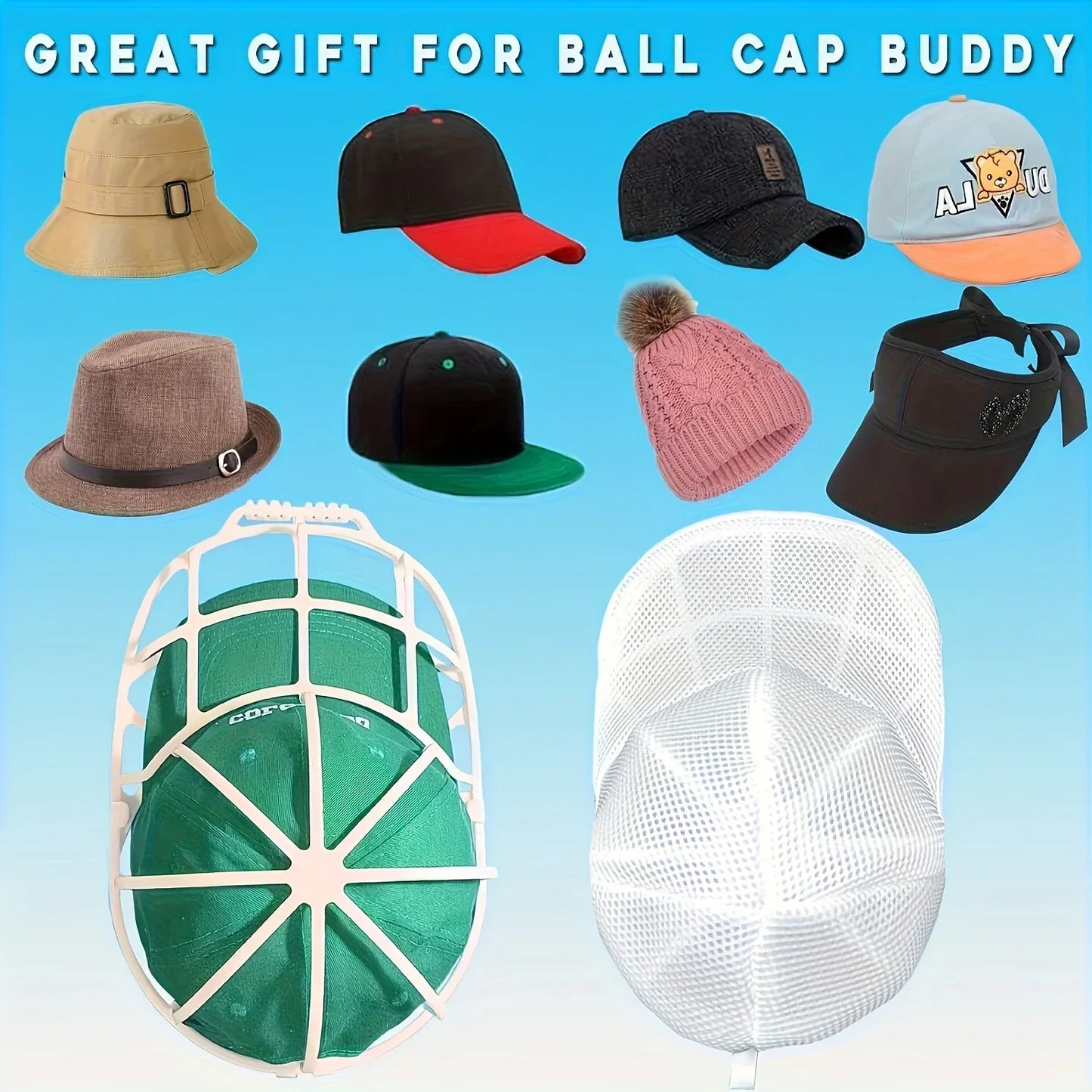 NEW Arrivals Cap Sleeve and Rack Hat Washing Set, Baseball Duckbill Cap, Laundry Washing and Sun Drying Integrated Machine Wash Protective Hat Rack 