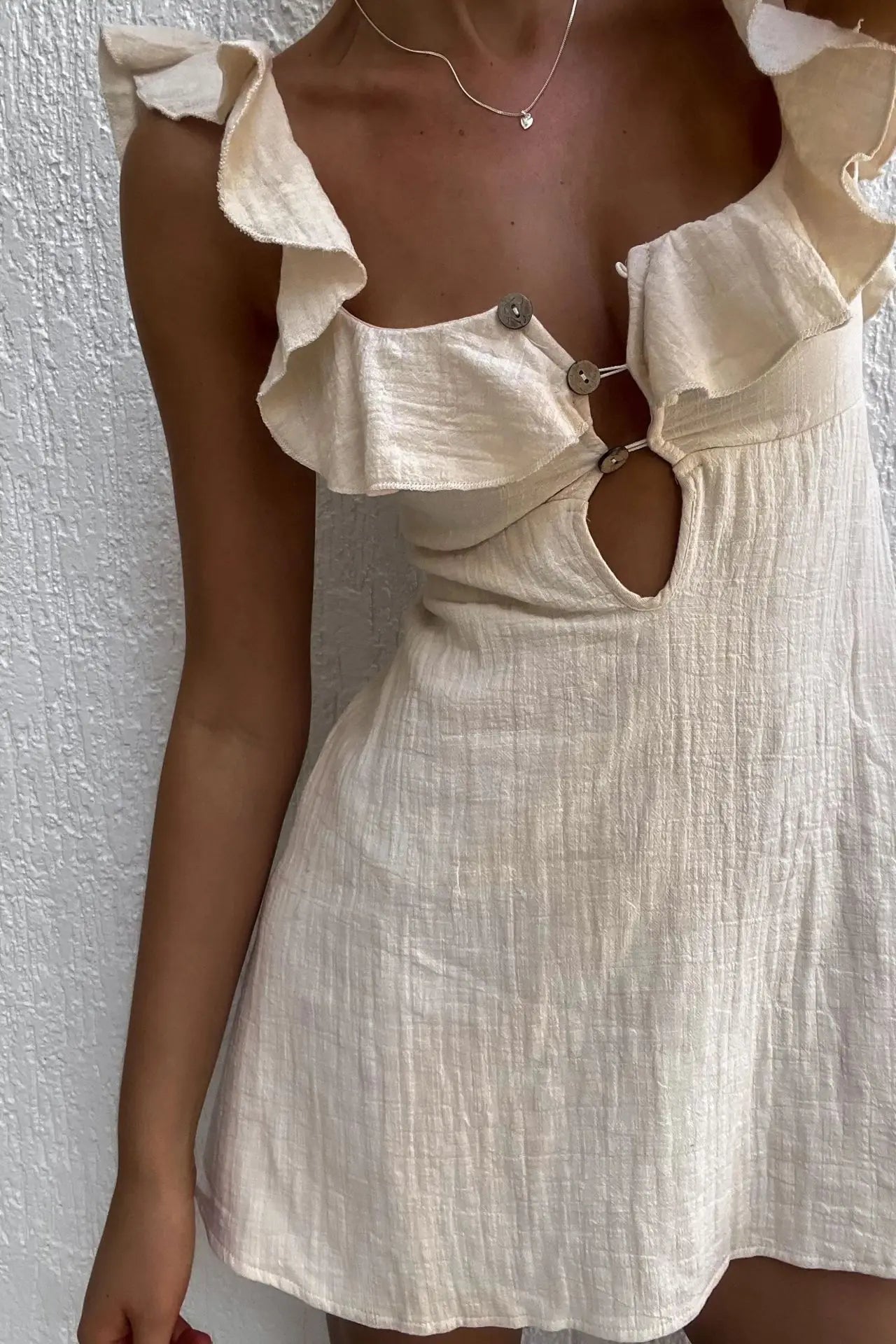 NEW Arrivals S-XL UK Size Retro Mini Beach Dress for Women Summer New Fashion Sexy Ruffled Strap Dress Women Hollow Out Short Dress Spring Summer Evening Beach Party Night Clubwear