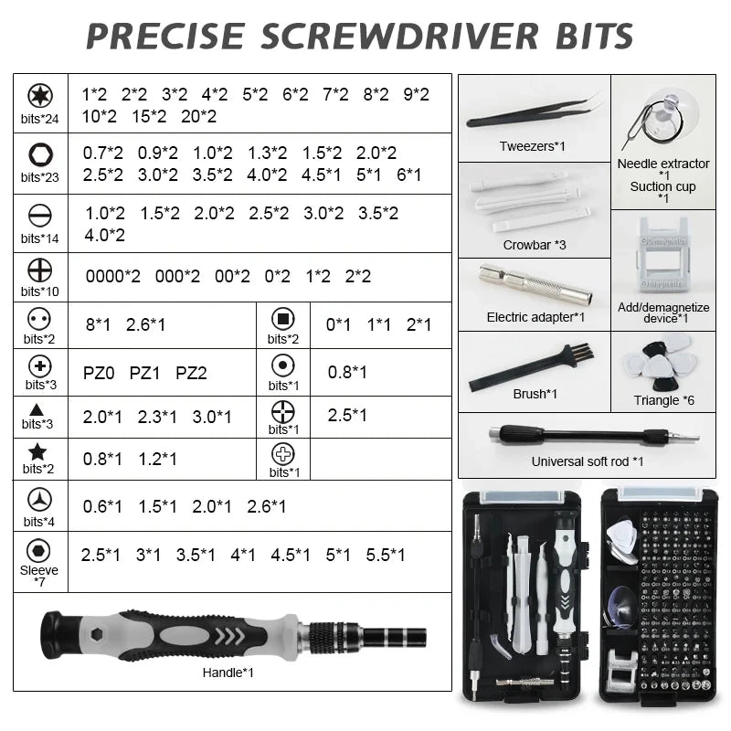 NEW Arrivals 117 in 1 Set 4 Colors Precision Screwdriver Set Professional Repair Hand Tool Kit with 98 Magnetic Drill Bits for Laptops iPhone Tablets Drone Mobile Phones PC Xbox PS4 Switch