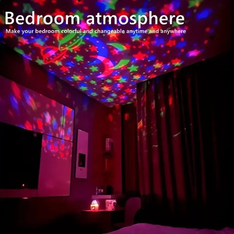 NEW Arrivals LED Starry Sky Night Lights USB Rotating Projector Lamp Magic Ball Moon Star Christmas Lights Home Room Atmosphere Decorations