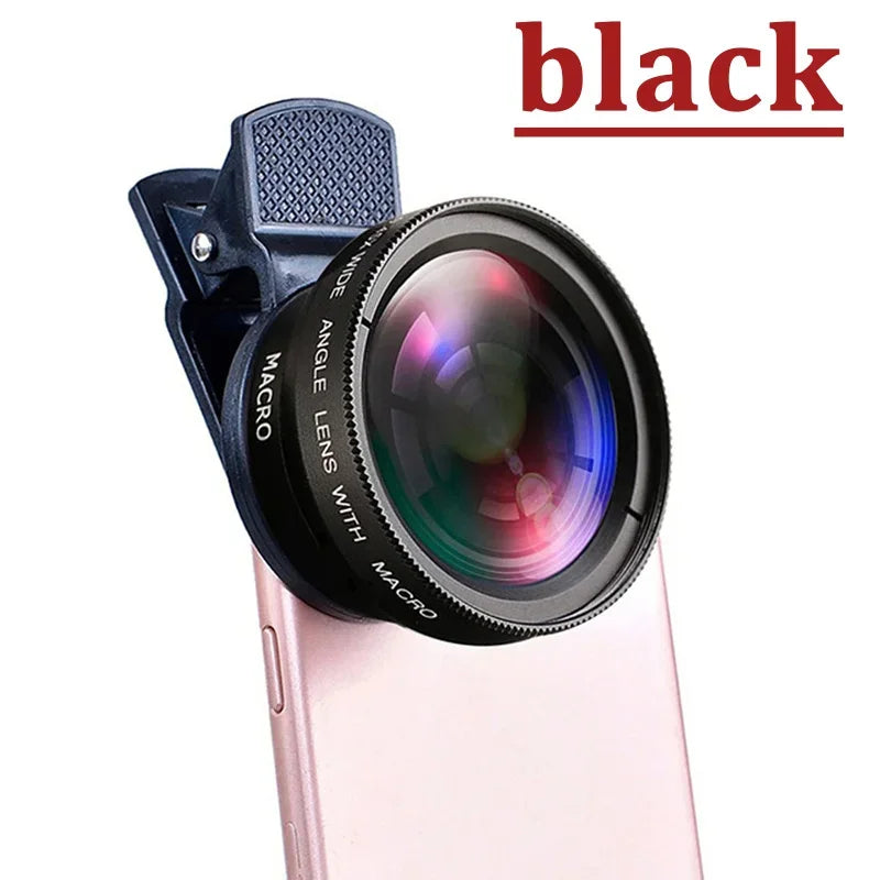 NEW Arrivals 2 IN 1 Lens Camera Universal Clip 37mm Professional 0.45x 49uv Super Wide-Angle Macro Lens For iPhone 15 12 Samsung Huawei Xiaomi
