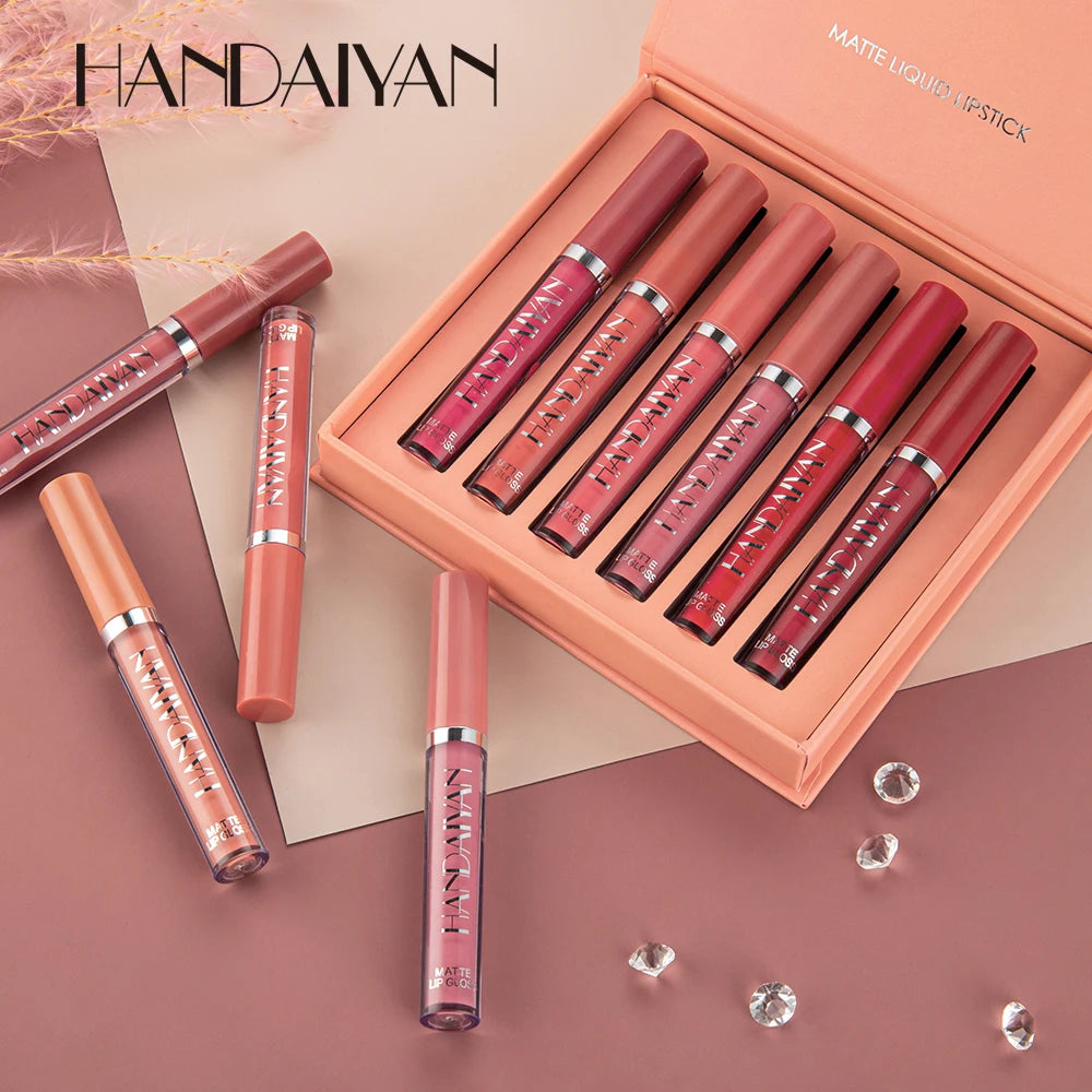 NEW Arrivals 6PCS Set Non Stick Cup Liquid Lipstick , Long-Lasting Lip Gloss Gift Box – Matte Finish Lip Gloss, Resistant to Fading Women Cosmetic Supplies