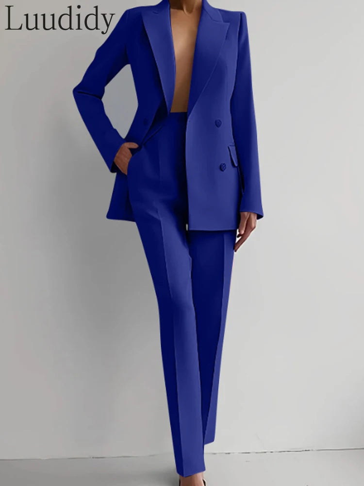 NEW Arrivals 2 PCS Set UK S-2XL Size 7 Colors Italian Luxury Suit Women's Blazer Suit Office Lady Evening Party Business Dinner Long Sleeve Blazer and Pant Sets Ladies Luxury Fashion Apparel Products