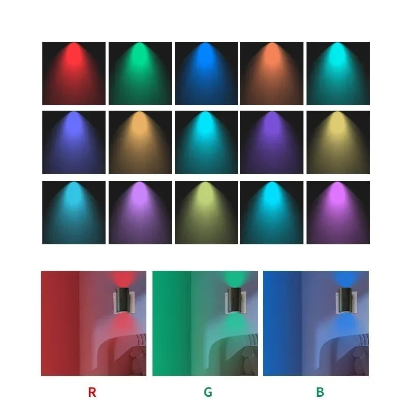 NEW Cylindrical RGB LED Night Light Plug in Modern Wall Lamp Sensor Adjustable Brightness Dimmable Night Lights for Hallway Bedroom