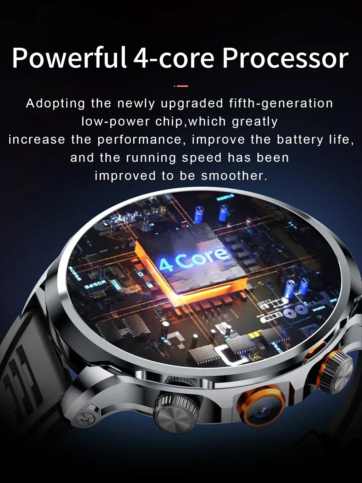NEW Arrivals GPS Tracker Heart Rate Blood Pressure Multiple Sports Modes and Languages Android Adult Smart Watch 1.95 'AMOLED 8GB+128GB Storage 4G Full Network Google Play WIFI GPS Sim Card