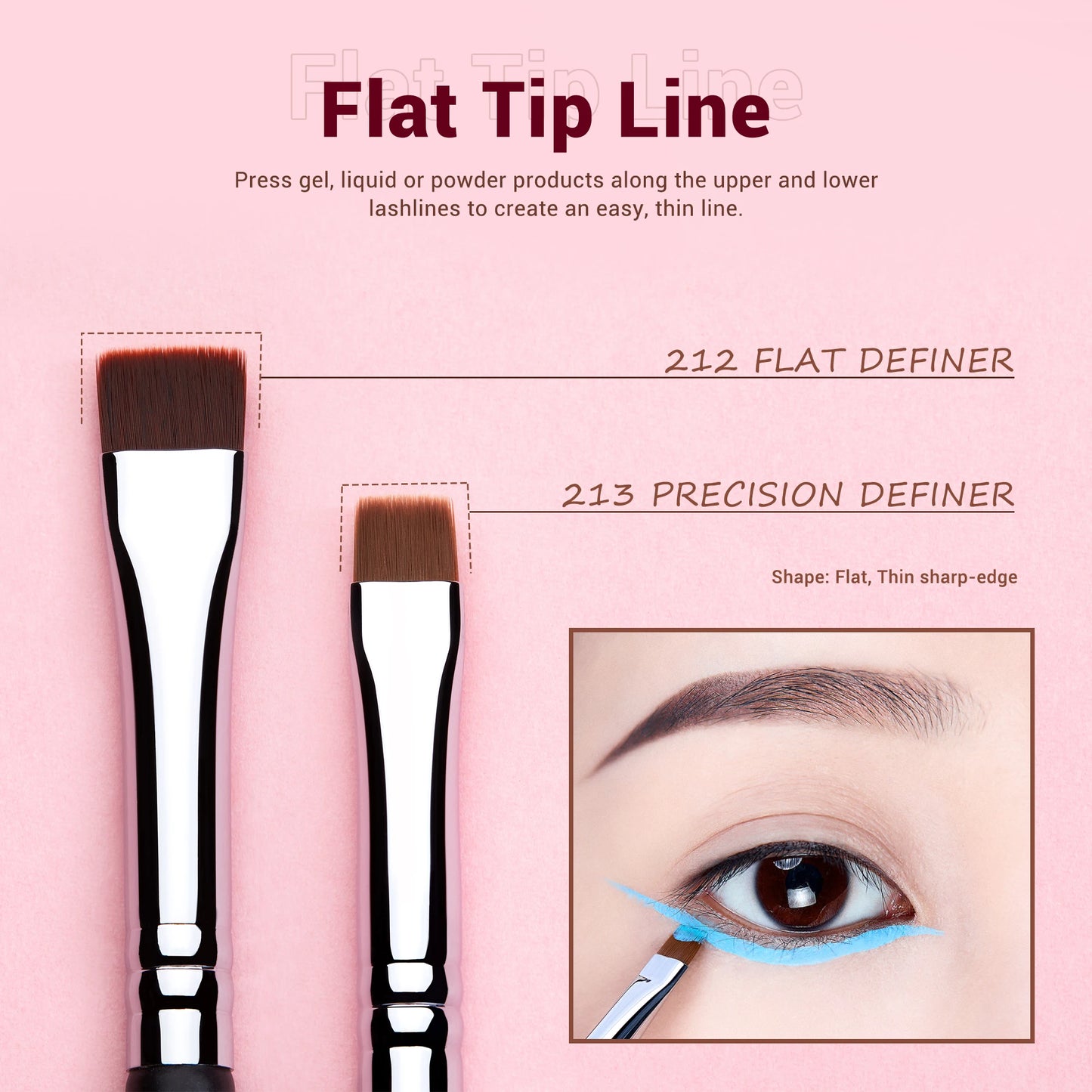 Jessup Eyeliner Brushes set,11pcs Eyeliner Brush Professional,Tapered Angled Flat Ultra Fine Precision Eyeliner Brush set T324
