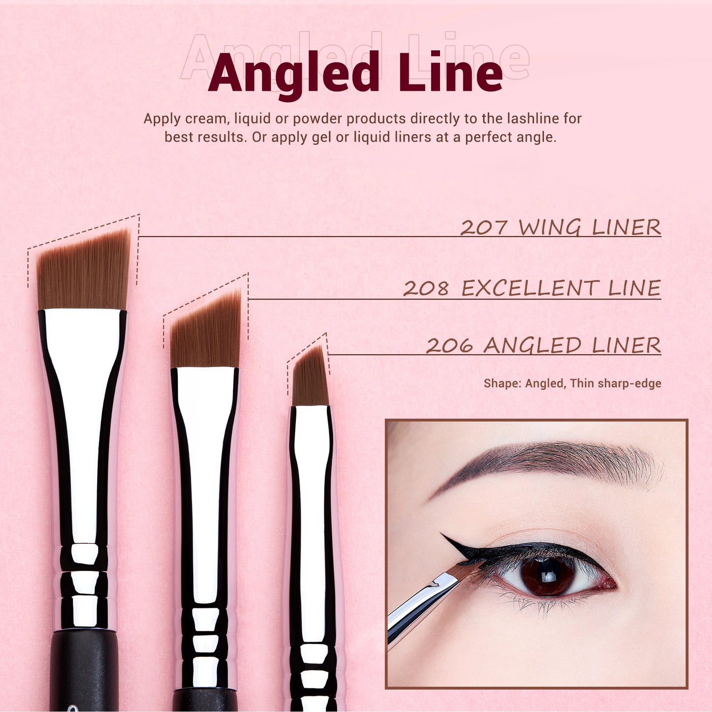 Jessup Eyeliner Brushes set,11pcs Eyeliner Brush Professional,Tapered Angled Flat Ultra Fine Precision Eyeliner Brush set T324