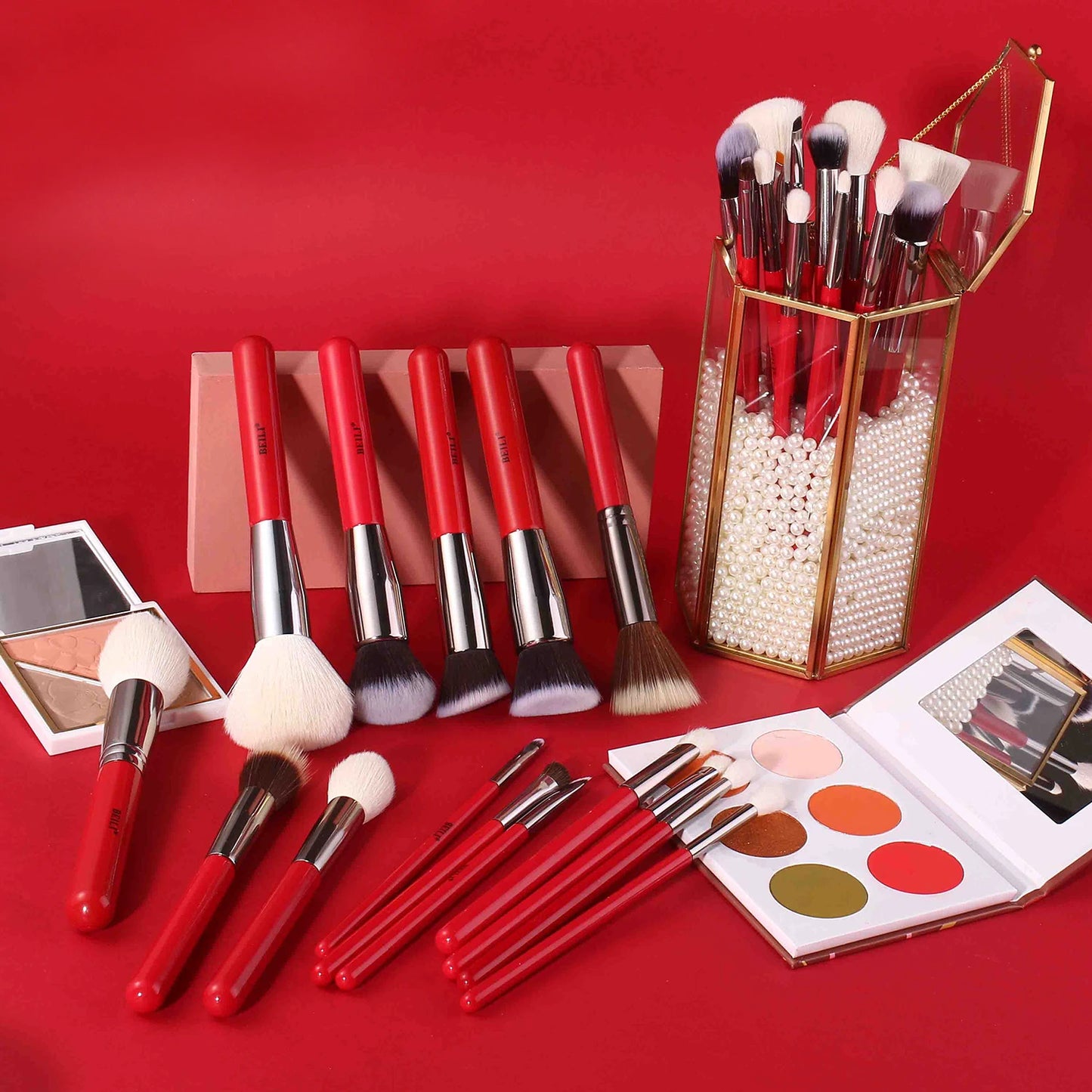 Red Natural Makeup Brushes Set 11-30pcs Foundation Blending Powder Blush Eyebrow Professional Eyeshadow brochas maquillaje