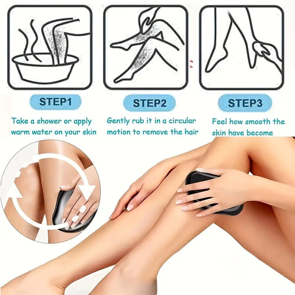 4 PCS Set Crystal Hair Remover- Painless Exfoliation and Removal, No Electricity Needed- Portable Manual Hair Remover, Suitable for Face, Body, Bikini, Underarms, Lips- Travel-Friendly Beauty Tool- Suitable for All Light Beig
