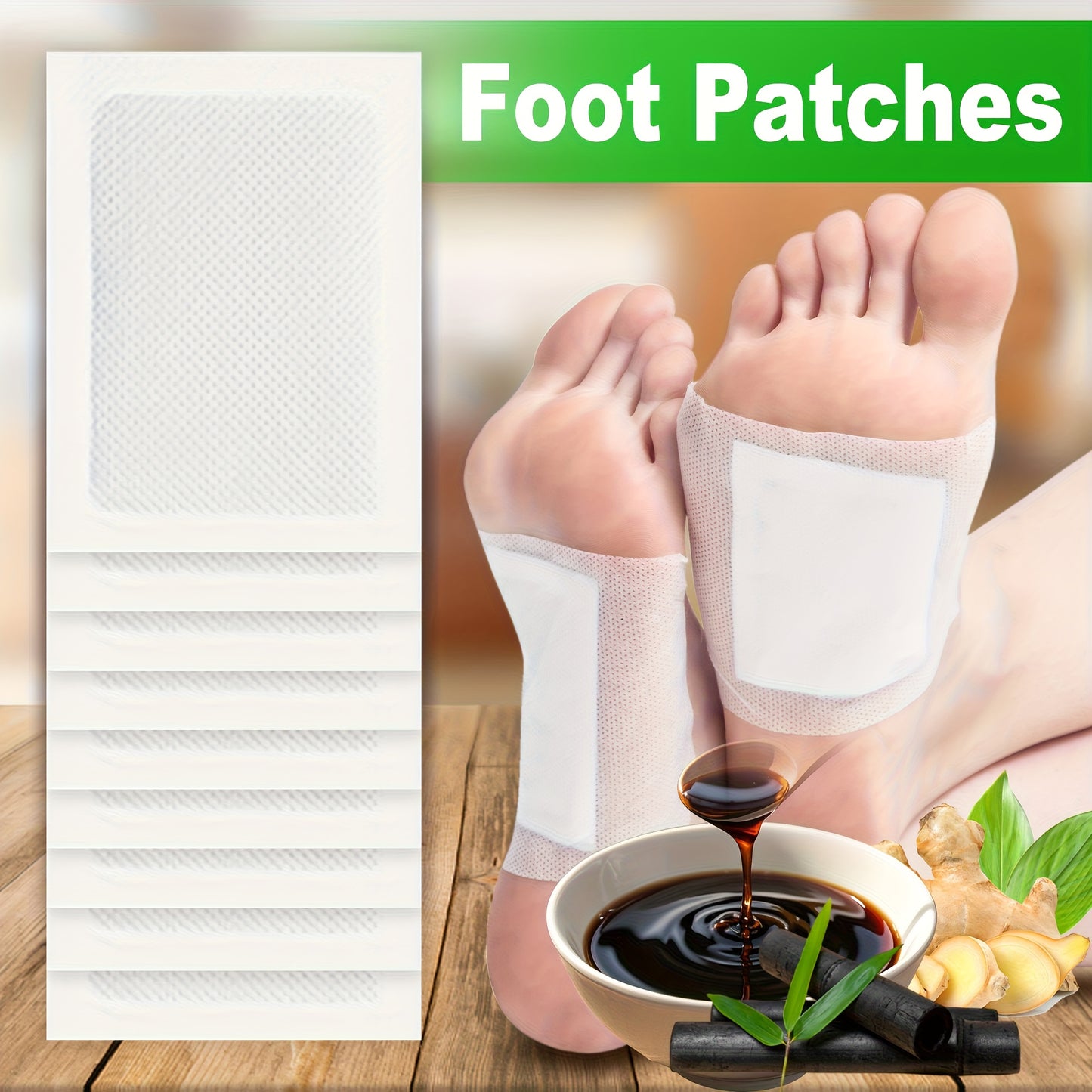 30 PCS Set Foot Patches, Natural Bamboo Wood Vinegar + Ginger Powder Foot Pads for Foot Care, After Foot Bath Pain Relief Relaxation Pads Outdoor Running Gym Cycling Health Care Accessories