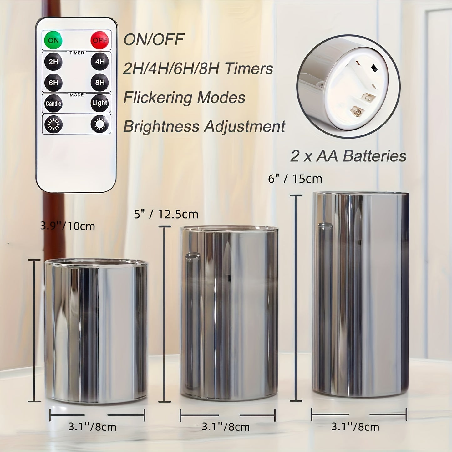 3 PCS Set 3D Wicking Flameless Column LED Candles with Remote Timer, Battery Powered 3pcs White Real Wax Candles Set with Realistic Flickering Flames for Night Bed Party, Wedding, and Home Decoration