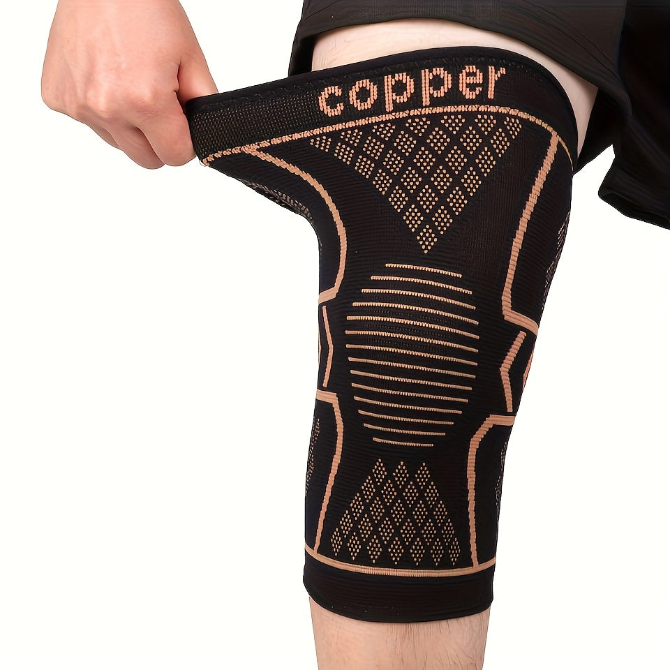 2 PCS Set M-2XL Plus Size Copper Fiber Knee Brace| Breathable, Non-Slip, Stabilizing Support with Hexagonal Patterns for Enhanced Comfort& Support, Black, Comfortable Wear, Hexagonal Design.