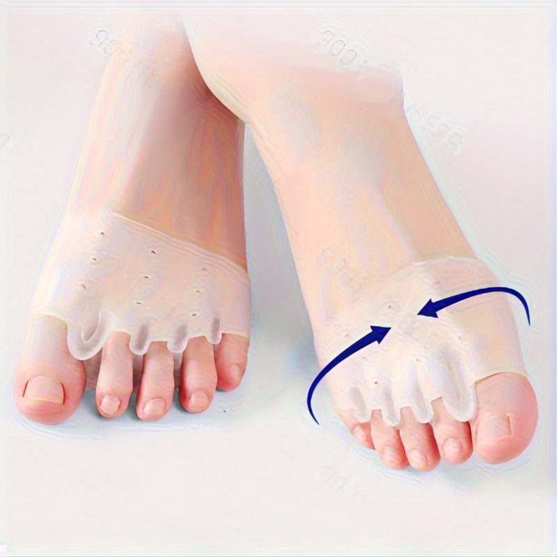 2 PCS Set 1 Pair Silicone Forefoot Pads; Five-Hole Honeycomb Design Forefoot Protection Pad; Five-Hole Toe Protective Cover with Fixing Function Health Care Accessories