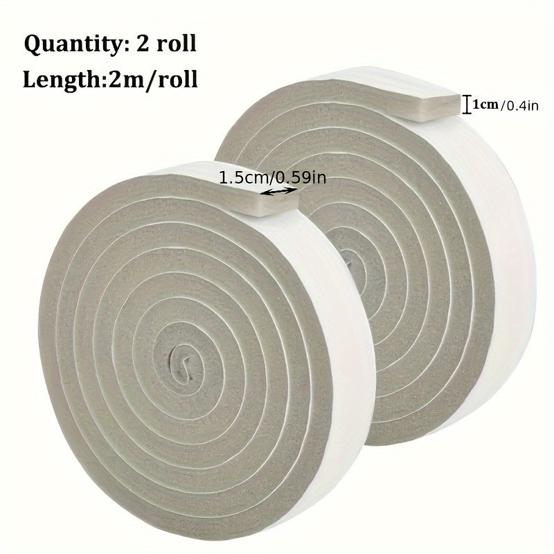 2 PCS Set Polyurethane Foam Draft Stopper Self-Adhesive Weather Stripping, Soundproof Door Gap Seal, Dust and Windproof Window Seal Strip for Plastic and Steel Sliding Windows