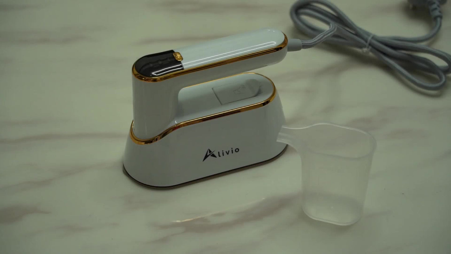 2 in 1 Steam Iron with 3 Level Steamer, Wet/Dry Portable Iron with LCD Screen & 180 Degree Rotating Handle for Silk, Wool, Cotton, Chiffon, Linen, Nylon (White)