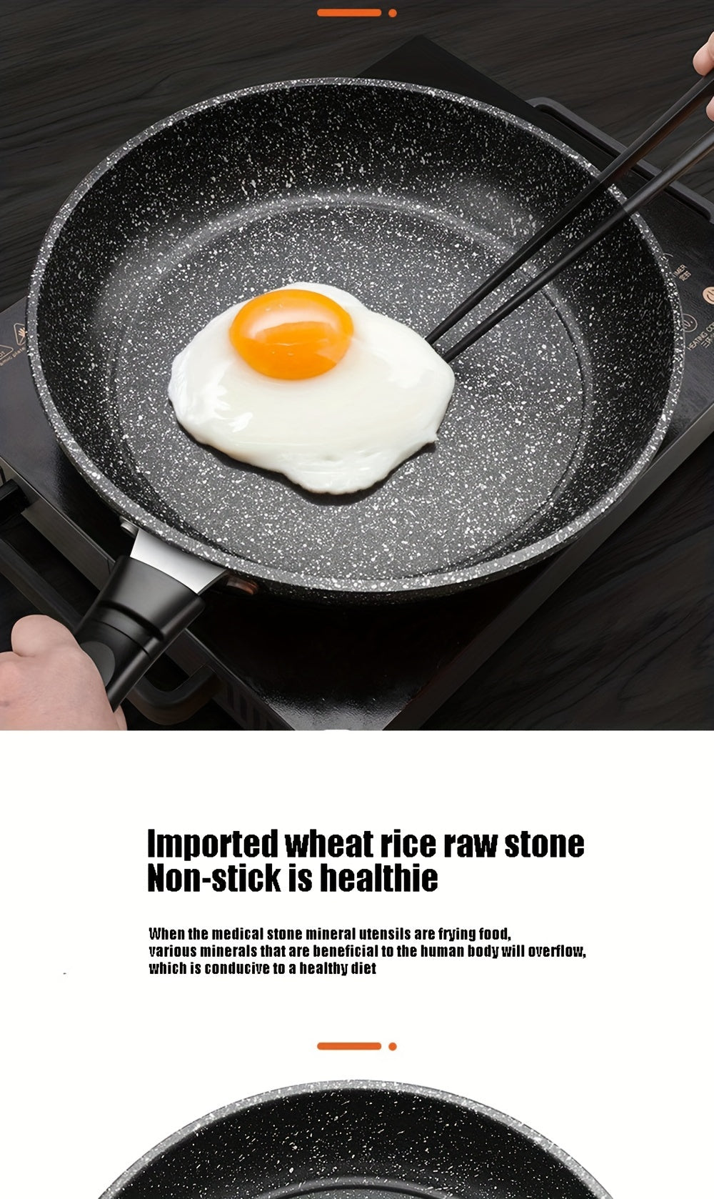 26cm Non-Stick Frying Pan with a 5-Layer Marble Coating, Smokeless And Compatible with Induction Cooktops for Breakfast Pancakes Steaks Cooking Accessories Home Kitchen Supplies