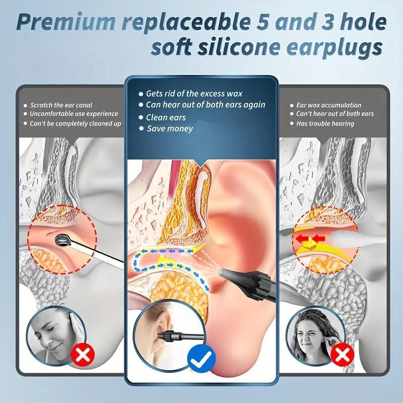 Full Set Professional Ear Wax Remover Kit - Dual-Chamber Isolation Tech, 3-Mode Pressure Control, 11 Tips with Warm Water & Visible Waste Tank, USB-C Charging, Ideal for Soft & Hard Earwax, Efficient Ear Cleaning Solution|Dig
