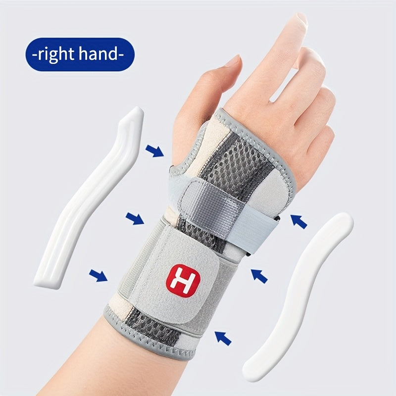 Adjustable Strap Wrist Brace Double Support Bars with Compression, Wrist Stabilizer for Joint Support Pain Relief Perfect for Gym Cycling Running Sport Activities Accessories Health Care Supplies