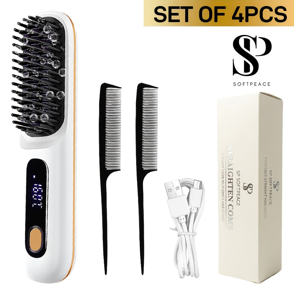 NEW Set Portable Straightening Comb, Quick Hair Straightener, Straightening Styling Tool, Smart Digital Display Precise Temperature Control. Long-Lasting Hold Without Damaging Hair, Straightening and Curling Dual Use