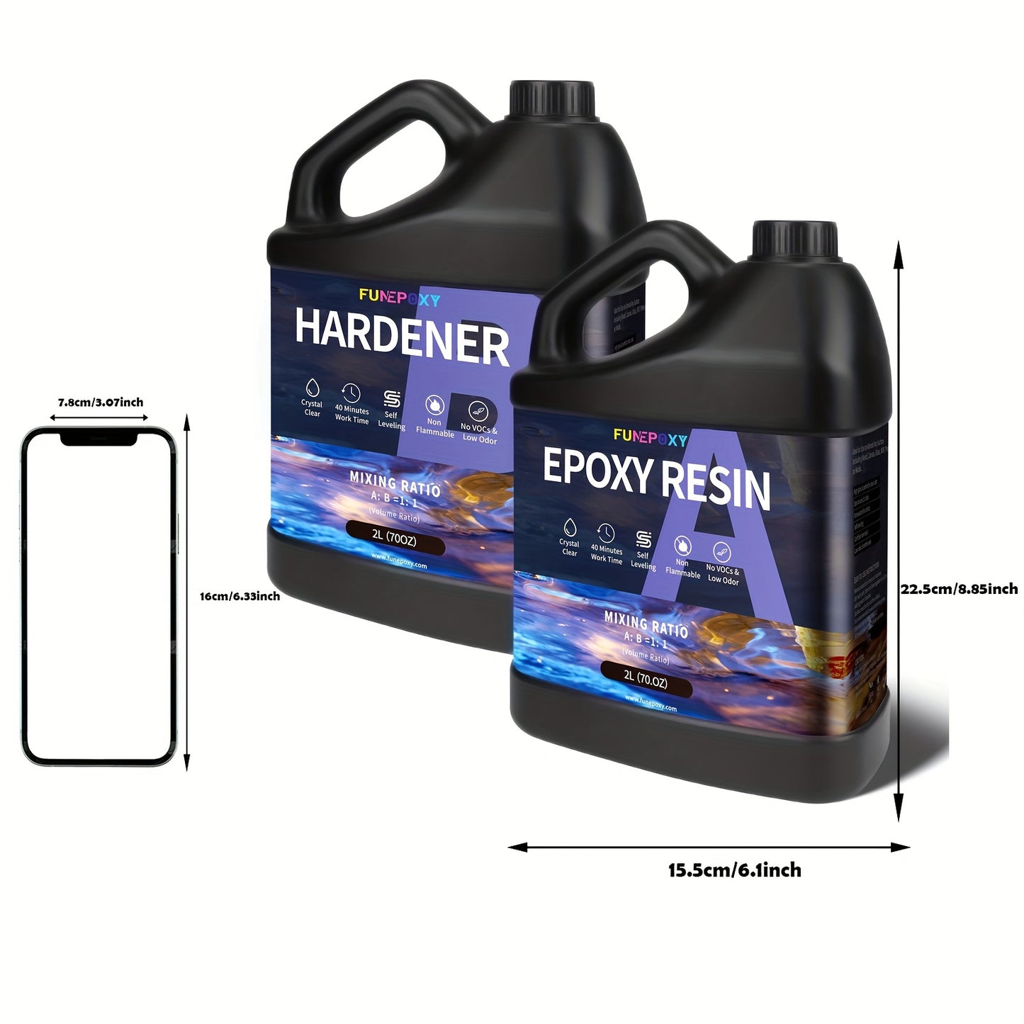 Epoxy Resin Set Kit 1:1 Crystal Clear Epoxy Resin for Table Top 500ml/1L/2L/4L/8L