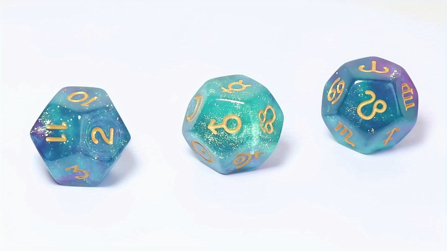 3 PCS Set Astrology Dice, Signs Planets Numbers 12-Sided Dice Divination Tool for Party Event
