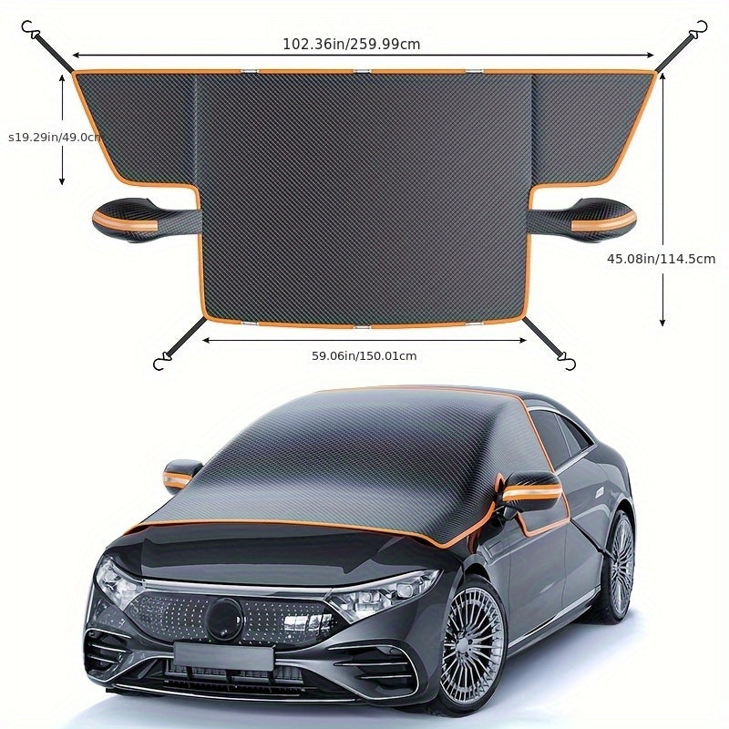 NEW Car Windshield Snow Cover, Suitable for All Vehicles - Durable Oxford Cloth Windshield Snow Shield, Thick Frost Cover with Magnetic Attachments, Magnetically Fixed, Resistant to Strong Winds, Suitable for All Seasons