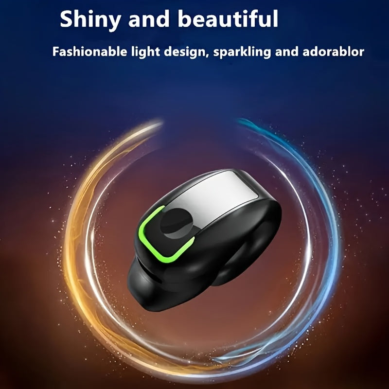 Single-Sided Clip-On Wireless Black Earphone with Bone Conduction | Large Capacity Battery, 5-2.5W Power, Call Control Button, Suitable for Sports, Running, Outdoor Activities, Ideal Gift for All