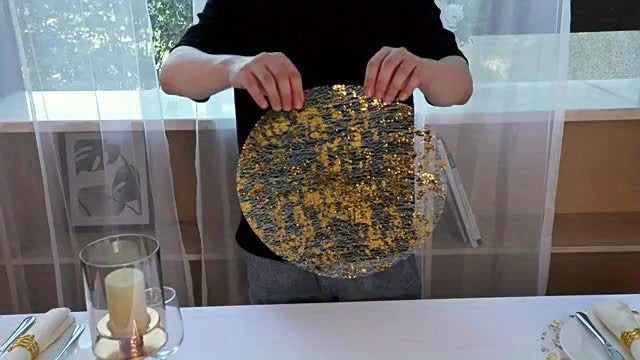 100 PCS Set De Luxe Golden Foil Mesh Placemats - Round, Heat-Resistant Table Mats for Weddings & Festive Dining Decor Wedding Birthdays Party Home Decoration Accessories