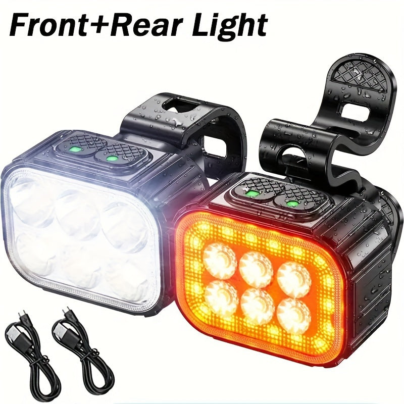 1 Set Rechargeable LED Bike Light System with Dynamic Headlight & Taillight,, -C Fast,, Handlebar Mount, Long-Range for Road, Mountain, Commuter - Compatible with Smartphones/-C Devices (No /Electronics Required)