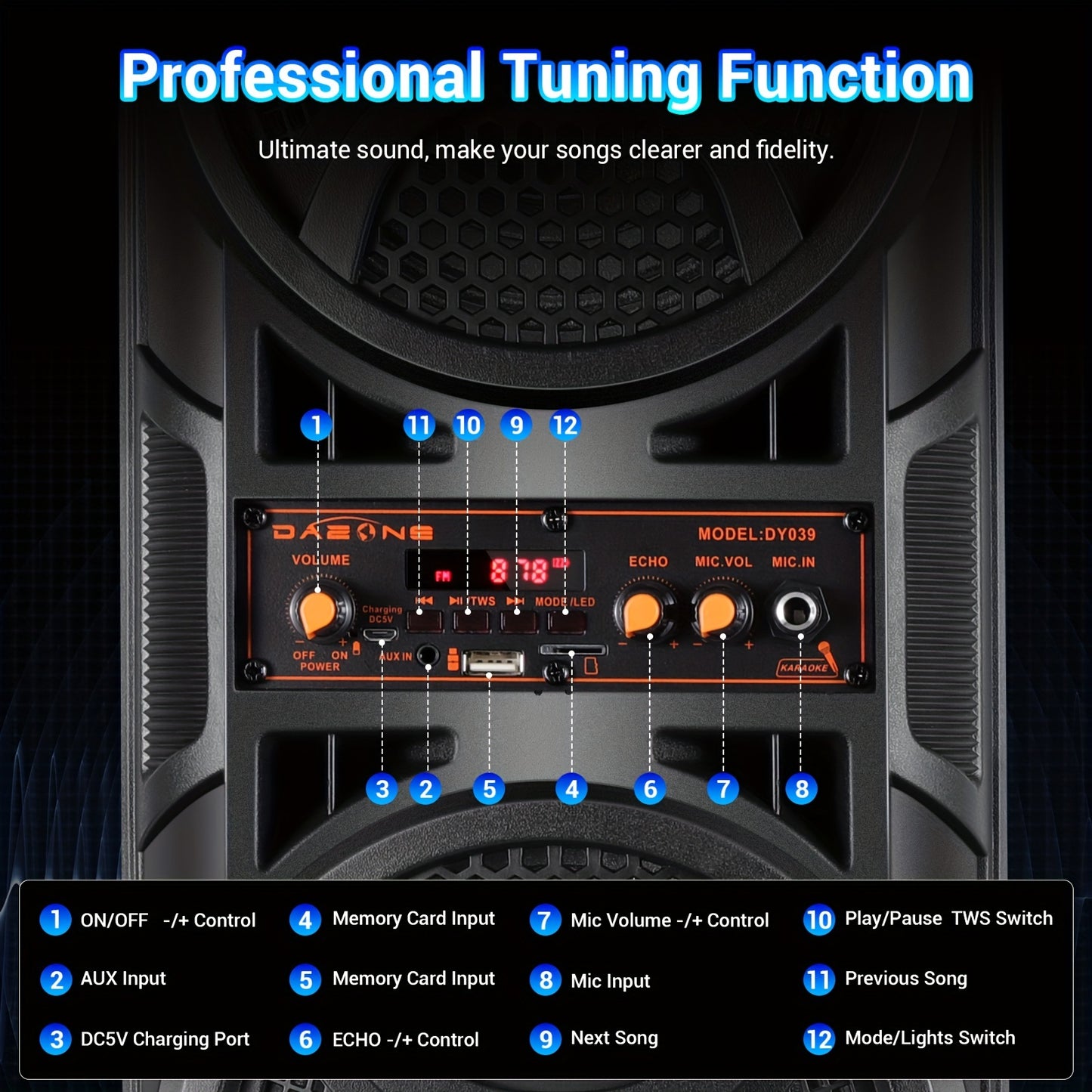 3000W Dual 16.51cm Portable Wireless PA Wireless Speaker With Subwoofer, Loud Sound Powerful, Speaker Sound System, Karaoke Speaker System With Microphone, Remote Control, MP3/USB/SD, LED Battery Indicator Lights, High