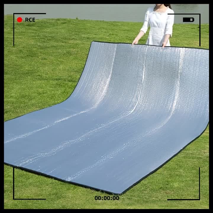 2 PCS Set 2x1M All-Season High Quality & Insulating Camping Beach Mat - Large Durable Aluminum Foil & EPE Fabric, Portable Foldable Outdoor Picnic Mat, Moisture-Proof Easy Clean Hand Washable, Multiple Sizes for Camping, Pic