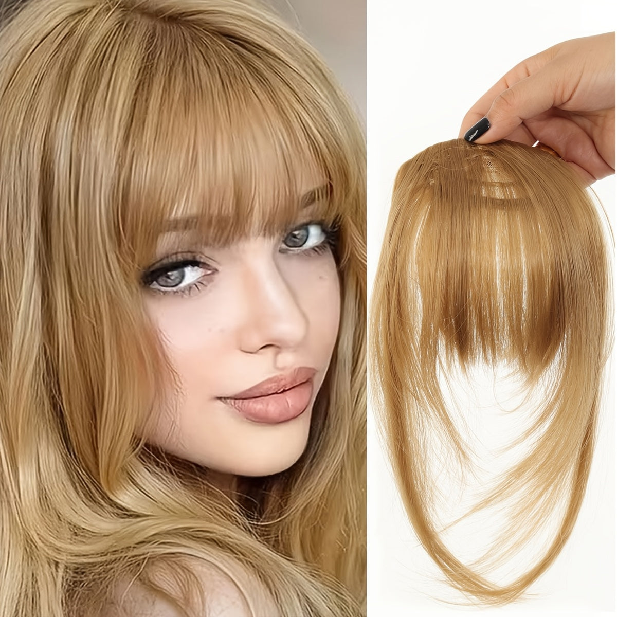 Wig with French Layered Bangs, Designed for Women, Featuring a, Perfect for Everyday Use, Easy to Put On, Seamless Hair Extensions, Versatile Hair Additions, French Fringe, Wig for a Look