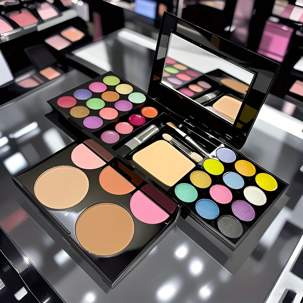 Multifunctional Makeup Palette - 24 Eyeshadows + 3 Blushes + 2 Contour Powders + 4 Lip Glosses + Brush | Compact And Portable Set | Waterproof And Natural End