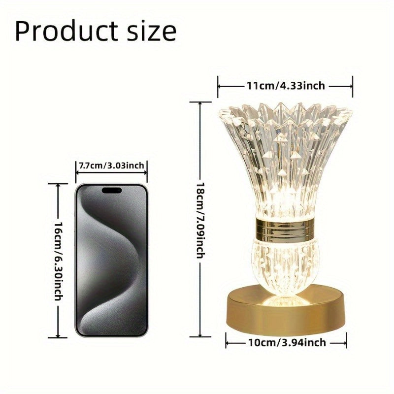 Crystal Table Lamp - Three Light Adjustment Brightness, Modern Feather Design, USB Powered with Touch Control - Perfect for Bedside Tables, Desks, Living Rooms, Bedrooms, and Home Office Decor, Lamp For Room, Nightstand Lamp,