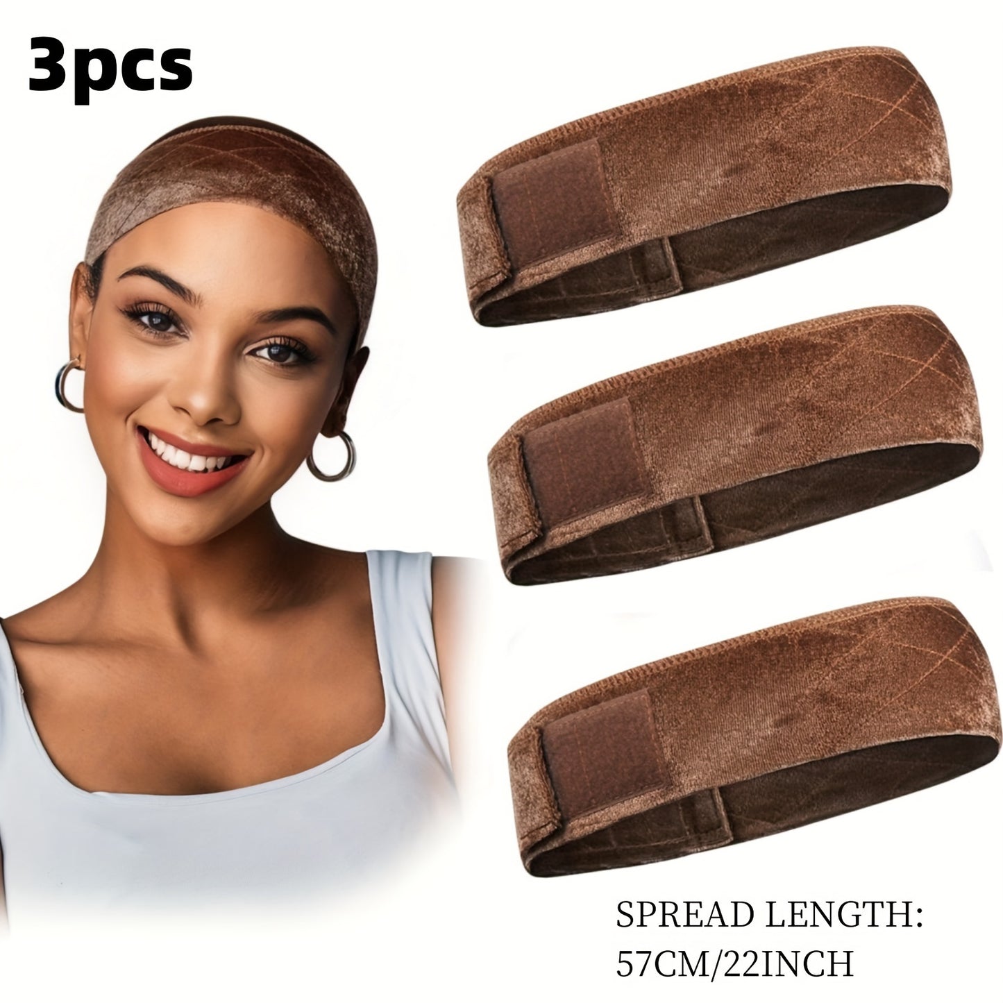 3pcs Velvet Hair Ties Set - Exclusive Female Hair Accessories, Comfortable Breathable Non-Slip Bands Suitable for Headpiece Fixing - Can Be Used for Headpiece Stand / Head Model Display