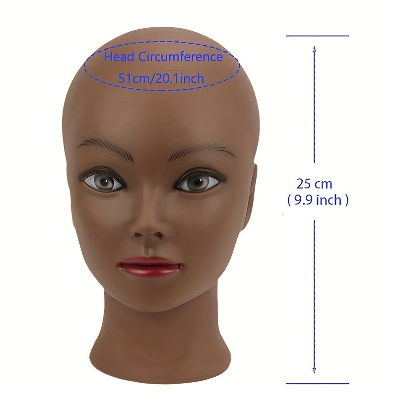 Unisex Adult Makeup Rubber Mannequin Head with Realistic Light Beige Texture & Expressive Eyes - Durable Rubber Wig Stand for Cosmetology Training, Makeup Practice, Wig Display - Portable & Easy to Clean, Makeup Practice Tool
